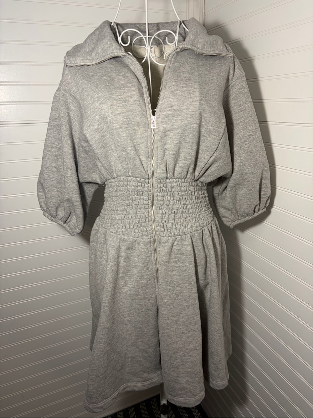 ✨Anthro’s Daily Ritual✨- Gray Heather Short Sleeve Zip-Smock Dress - SOLD OUT - Picture 5 of 11
